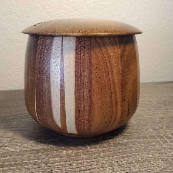 Ryze Mushroom Coffee Acacia Wood Storage Container w/ Lid Silicone Seal LOVELY!